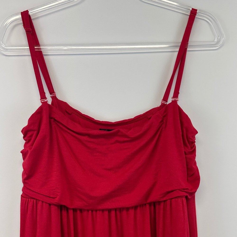 Soma Red Jersey Knit Spaghetti Strap Maxi Dress Lounge Travel Dress L - Picture 4 of 6